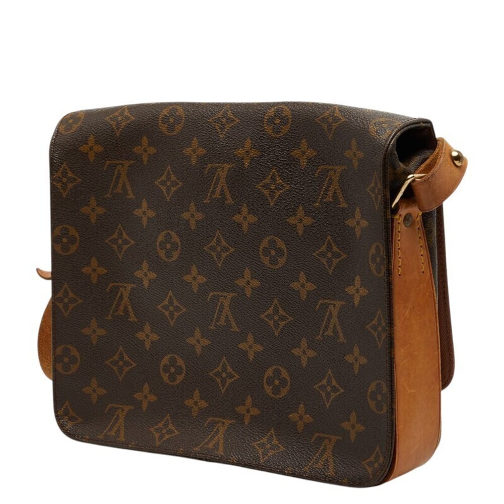 Louis Vuitton Cartouchiere Shoulder Monogram Crossbody Leather Brown Bag Brown